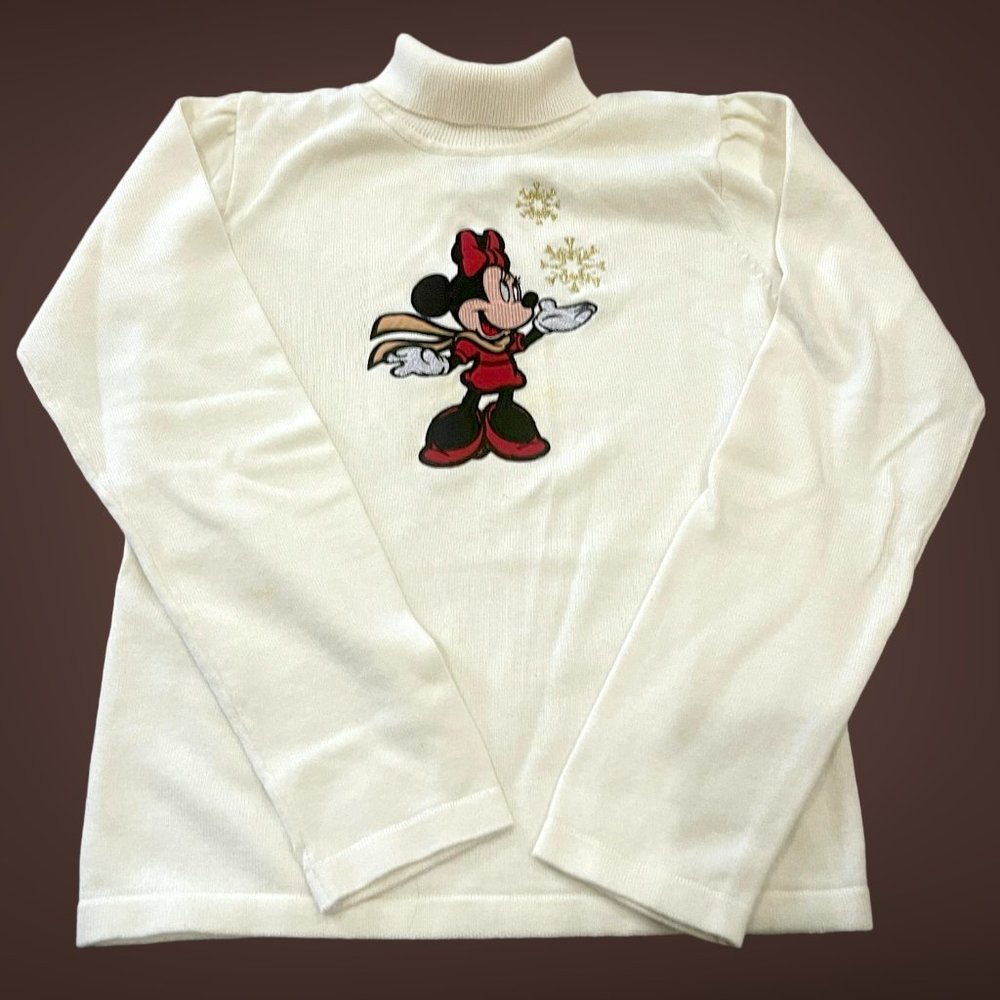 Vintage! Disney store exclusive holiday KNIT turtleneck sweater Minnie Mouse